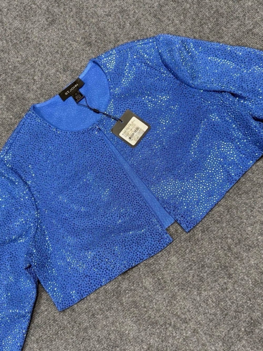 St. John Blue  knit crop jacket Size 14